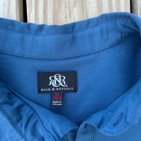 Rock & Republic Short Sleeve Polo Shirt Dark Blue Mens Sz XLT NEW WITH TAGS - Picture 2 of 14